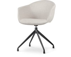 Nolon Nola-Otis Draaibare Eetkamerstoel Beige - Armleuningen - Stof - Zwart Onderstel