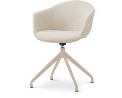 Nolon Nola-Otis Draaibare Eetkamerstoel Cottonbeige - Beige Onderstel - Scandinavisch - Armstoel - Comfortabel - Crème