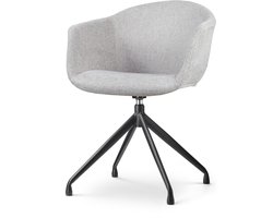 Nolon Nola-Otis Draaibare Eetkamerstoel Lichtgrijs - Armleuningen - Stof - Zwart Onderstel