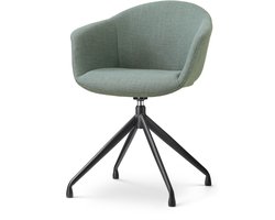 Nolon Nola-Otis Draaibare Eetkamerstoel Saliegroen - Armleuningen - Stof - Zwart Onderstel