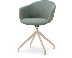 Nolon Nola-Otis Draaibare Eetkamerstoel Saliegroen - Beige Onderstel - Scandinavisch - Armstoel - Comfortabel - Stoffen