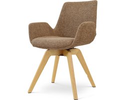 Nolon Noor-Eef draaibare Eetkamerstoel bruin blend - houten onderstel - stijlvol - scandinavisch - armstoel