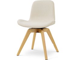 Nolon Noor-Fé draaibare Eetkamerstoel cottonbeige - houten onderstel - comfortabel - scandinavisch - stoffen zitting
