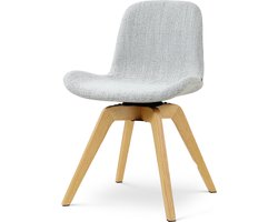 Nolon Noor-Fé draaibare Eetkamerstoel grijs melange - houten onderstel - scandinavisch - stoffen zitting - stijlvol