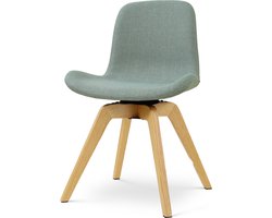 Nolon Noor-Fé draaibare Eetkamerstoel saliegroen - houten onderstel - tijdloos - scandinavisch