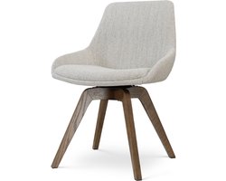 Nolon Noor-Isa draaibare Eetkamerstoel beige gemêleerd - walnoot houten onderstel - stijlvol - japandi