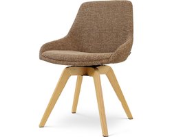Nolon Noor-Isa draaibare Eetkamerstoel bruin blend - houten onderstel - stijlvol - scandinavisch