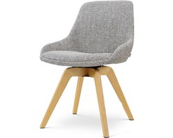 Nolon Noor-Isa draaibare Eetkamerstoel grijs blend - houten onderstel - stijlvol - scandinavisch - warme kleur