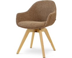 Nolon Noor-Mae draaibare Eetkamerstoel bruin blend - walnoot houten onderstel - japandi - armleuning - elegant