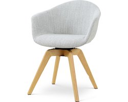 Nolon Noor-Otis draaibare Eetkamerstoel grijs melange - houten onderstel - armstoel - comfortabele zitting - scandinavisch