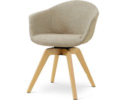 Nolon Noor-Otis draaibare Eetkamerstoel taupe melange - houten onderstel - armstoel - comfortabele zitting - scandinavisch
