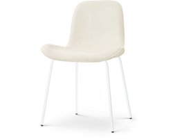 Nolon Nora-Fé Eetkamerstoel Rib Beige - Witte poten - Stof - Industrieel