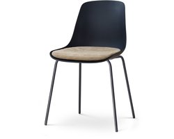 Nolon Nora-Liv Eetkamerstoel zwart met nougatbruin Zitkussen - zwart onderstel