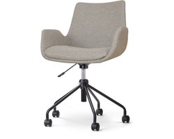 Nolon Nout-Eef Bureaustoel Warm Grijs - Stof - Verstelbaar - Wielen - Zwart Onderstel - Lage Armleuning - Modern - Design - Comfortabel