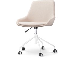 Nolon Nout-Isa Bureaustoel Beige - Stof - Verstelbaar - Wielen - Zonder Armleuning - Wit Onderstel