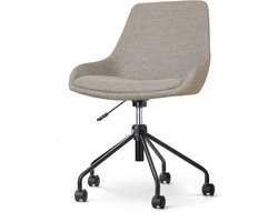 Nolon Nout-Isa Bureaustoel Warm Grijs - Stof - Verstelbaar - Wielen - Zonder Armleuning - Zwart Onderstel