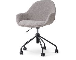 Nolon Nout-Mae Bureaustoel Bouclé Taupe - Stof - Verstelbaar - Wieltjes - Zwart Onderstel - Design - Comfortabel