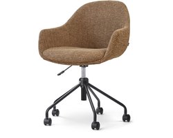 Nolon Nout-Mae bureaustoel bruin blend - zwart onderstel - japandi - armleuning - met 5 wielen - burostoel