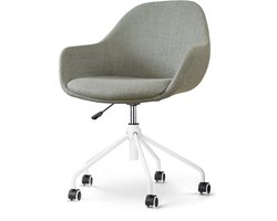 Nolon Nout-Mae Bureaustoel Saliegroen - Stof - Vestelbaar - Wieltjes - Wit Onderstel - Design - Comfortabel