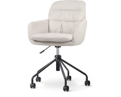 Nolon Nout-Mia Bureaustoel Beige - met Armleuning - Stof - Verstelbaar - Wieltjes - Zwart Onderstel