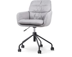 Nolon Nout-Mia Bureaustoel Grijs - met Armleuning - Stof - Verstelbaar - Wieltjes - Zwart Onderstel