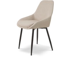 Nolon Vera Eetkamerstoel Beige - Stof - Zwart Onderstel - Scandinavisch - Comfortabel