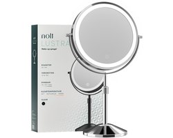 Nolt Make Up Spiegel met LED Verlichting - 1X/10X Vergrootspiegel - Scheerspiegel - Vanity Licht - 3 Lichtstanden - Oplaadbaar - Zilver