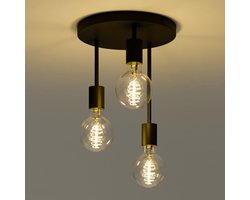 Nolt Plafondlamp - Plafonniere - 3x E27 Lamp - Industrieel - ⌀ 28cm - Zwart