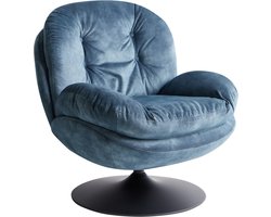 NOLVIK - Fauteuil - Donkerblauw - Fluweel