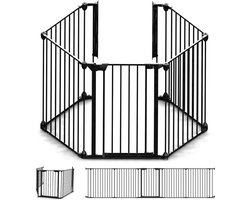Noma 5 panelen Veiligheidshek - kamer verdeler - Tot 315 cm - zwart- kachelhek - veiligheidshek voor open haard