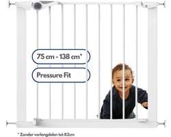 Noma Traphekje zonder Boren - Traphekje met Klembevestiging - 75 t/m 82 cm - Pressure Fit - Wit