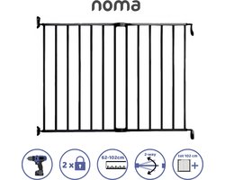 Noma Uitschuifbaar Metaal Traphekje Zwart | Veiligheidshekje | Schroefhekje | Hondenhekje