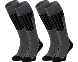 NOMAD® Skisokken Essential 2-Pack | 39/42 Grijs | Warme sokken Dames / Heren | Lange Huissokken / Wandelen / Sporten | Knie Kousen | Goede vochtafvoer