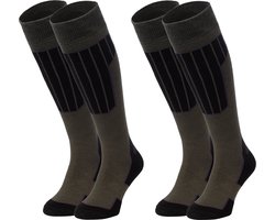 NOMAD® Skisokken Essential 2-Pack | 43/46 Donkergroen | Warme sokken Dames / Heren | Lange Huissokken / Wandelen / Sporten | Knie Kousen | Goede vochtafvoer