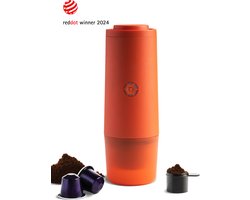 Nomious Prime Brew – Draagbare Espressomachine oranje | Draagbare Koffiemachine voor Onderweg, Camping & Reizen – Zonder Stroom, Geschikt voor Gemalen Koffie & Nespresso Capsules