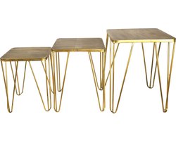 Non-branded Bijzettafel Perryville 60 Cm Staal Goud 3-delig