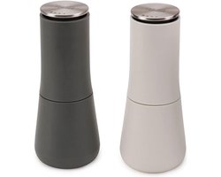 Non-Spill zout- en pepermolenset Navulbaar - Keramisch Maalwerk - Wit/Grijs