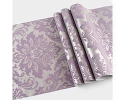 Non-woven Waterproof Wallpaper - 3D Luxury Art Design - Europees Wallpaper voor Woonkamer - Keuken - Eetkamer - TV Achtergrond - 10 x 0.53 m (Paars)