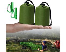 Nood Slaapzak - 2Stuk - Nooddeken - Waterdichte Overlevingsdeken - 210*90cm - PE - Reddingsdeken - Isolatiedeken - Survival Slaapzak - Emergency Sleeping Bag - Nood Tent - Noodtent - Buiten/Wandelen/Kamperen/Hiken - Noodpakket - Noodfluit & Opbergtas