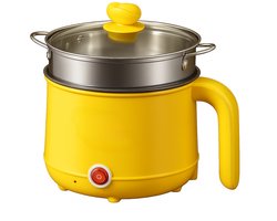 Noodle pan / Elektrische pan - Koken & Tafelen - Noodle Kom - Noodle Bowl - Hotpot - Multicooker - Geel - Roestvrijstaal - Non-Stick - Elektrische kookpan