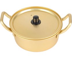 Noodle pot voor ramen, geel, aluminium, pastoedel, pastakan, kookpan (16 cm) met lange brandtijd.