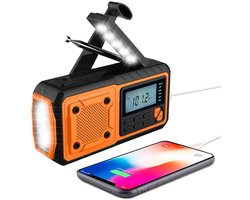 Noodradio met handzwengel, noodradio op zonne-energie, AM/FM- en kortegolfradio, zaklamp, leeslamp en SOS-alarm, powerbank, oplaadbare batterij van 4000 mAh, voor overleving, wandelen, kamperen, thuis, buiten