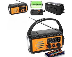 Noodradio Met Zonnepaneel, Zaklamp, Leeslampje, AM/FM/SW NOAA-weerradio - Handmatige Slinger, Zonne-energie, USB Type-C-oplading - Compact En Draagbaar, Ideaal Voor Kamperen/stroomuitval, Oranje