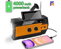 Noodradio - Opwindbare radio - Dynamo / Solar / Zonnepaneel - Opwindbaar - Zaklamp - Powerbank - Survival / Camping radio - FM - AM - Leeslamp - SOS Alarm