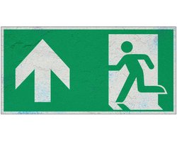 Nooduitgang pijl boven bord – E001 - Sign Again materiaal - 20 x 10 cm