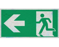 Nooduitgang pijl links bord – E001 | Forex Re materiaal | 20 x 10 cm
