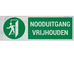 Nooduitgang vrijhouden bord met pictogram - Sign Again materiaal - 45 x 15 cm