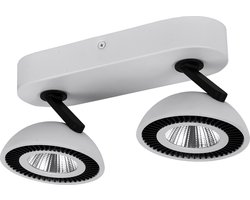 NOOMI LED spot dimbaar met 2 lichtpunten van elk 7W, lichtkleur 3000K warm wit, afwerking satijn wit