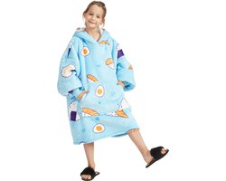 Noony Hoodie Deken voor Kinderen - Kids - Fleece Deken met Mouwen - Hoodie Blanket - Jongens en Meisjes - Hoodie Deken met Capuchon - Huggle Hoodie - One Size Fits All - Ultra Zachte - Sushi - Sinterklaas Cadeau - Kerst Cadeau