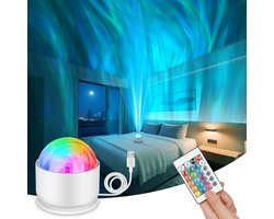 Noorderlicht Projector, 3 in 1 LED Sterrenhemel Projector, USB Aangedreven Dimbaar Aurora Licht met 16 Lichteffecten, 4 Lichtstanden voor Slaapkamer Party Game Room (Normale Versie)